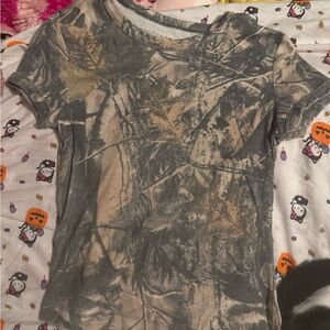 women’s Camouflage baby Tee - Green and Tan